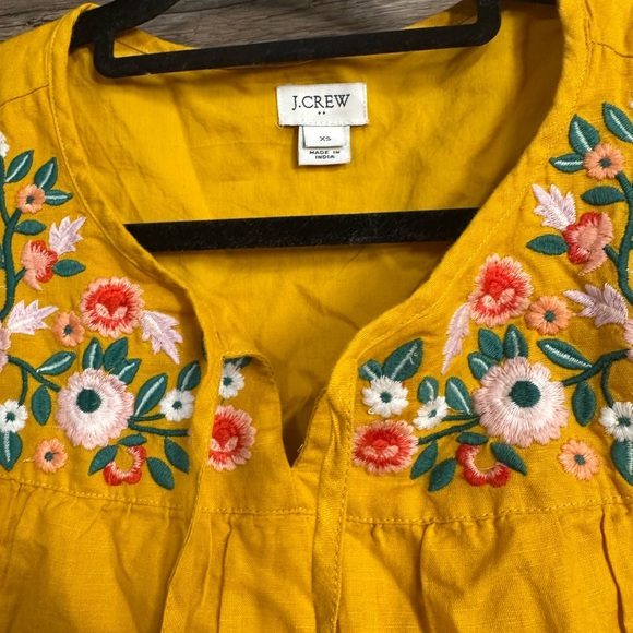 J. Crew Mustard Yellow Floral Embroidered Tank Top - Picture 6 of 8